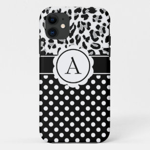 Girly dots and animals print monogram Case-Mate i iPhone Case