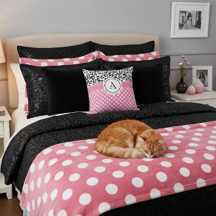 Girly dots and animals print monogram  cushion