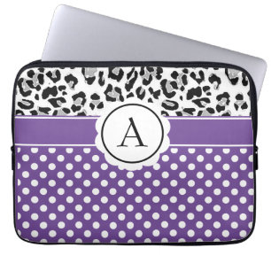 Girly dots and animals print monogram laptop sleev sleeve