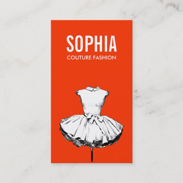 Girly Dress Red Couture Fashion Boutique Business Card (Front)