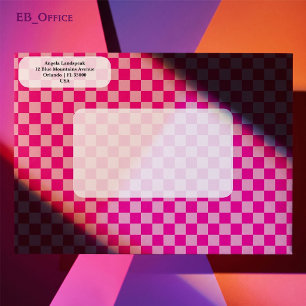 Girly Duo Pink Chequerboard Return Address    Envelope