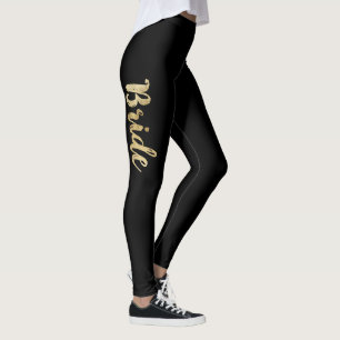 Girly Elegant Chic Faux Gold and Black Bride Leggings