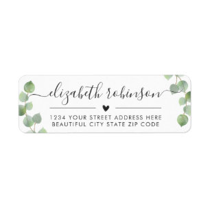 Girly Elegant Chic Script Heart Address Label