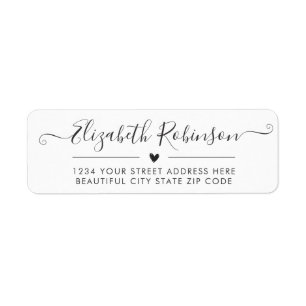 Girly Elegant Chic Script Heart Address Label