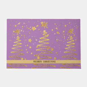 Girly elegant luxury modern glitter tree purple doormat