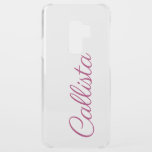 Girly Elegant Neon Pink Monogram Personalised Name Uncommon Samsung Galaxy S9 Plus Case<br><div class="desc">Simple,  elegant,  modern,  and trendy neon bright pink calligraphy typography monogram personalised name on transparent clear background. Just customise with your own name or phrase.</div>