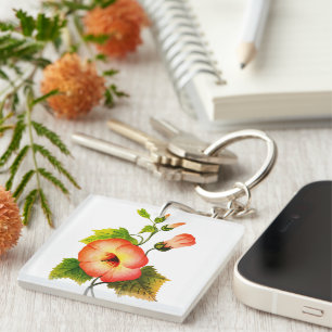 Girly Elegant orange floral  Keychain