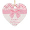 Girly Elegant Pink Damask Wrap Bow First Christmas