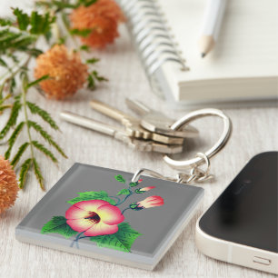Girly Elegant pink pansies  Key Ring