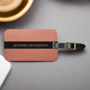 Girly Elegant Rose Gold Pink Monogram Name Travel Luggage Tag
