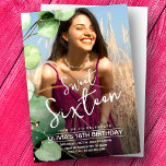Girly elegant sweet 16th birthday sixteenth photo invitation<br><div class="desc">Looking for the perfect invitation for your Sweet 16 party? Look no further than our Green Modern Rustic Greenery Sweet 16 Party Photo Invitation. With a modern and stylish design featuring greenery and foliage, this invitation is sure to make a statement. The minimalist design and green and white colour scheme...</div>