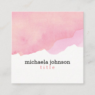 Girly Elegant Watercolor Pink minimal Square Business Card