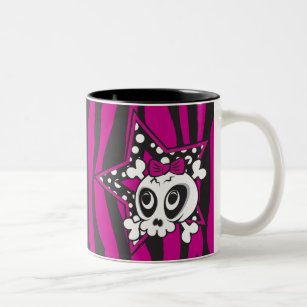 Girly Emo Skull Two-Tone Coffee Mug