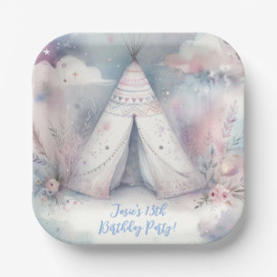 Girly Enchanted Teepee Sleepover Birthday Party Paper Plate