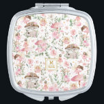 Girly Fairy Princess Pink Floral Garden Party Compact Mirror<br><div class="desc">This girly design features a group of playful fairies and whimsical floral elements in pink,  green and gold colorway</div>