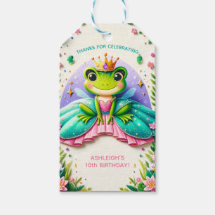 Girly Fairy Tale Frog Princess Birthday Party Gift Tags