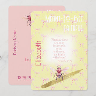 Girly Faith Pink Coquette Yellow Bee Invitation