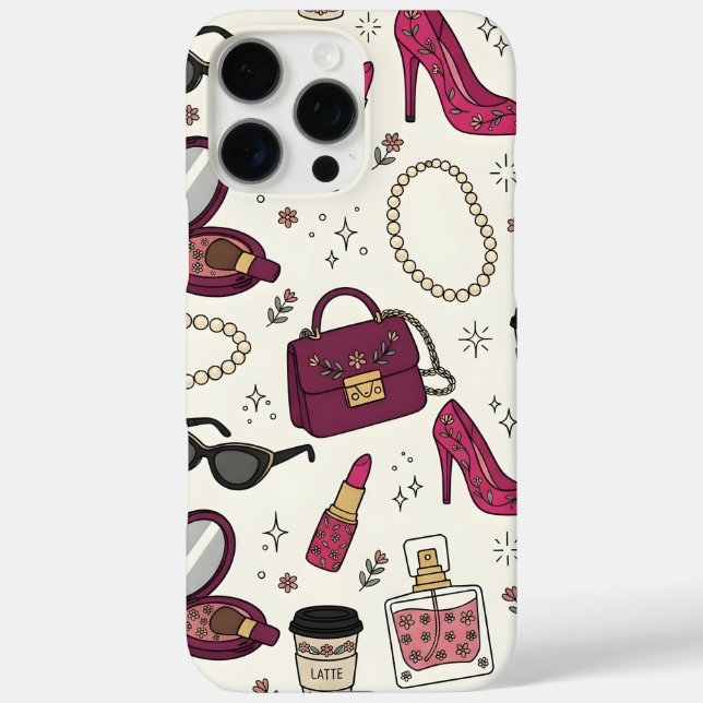 Girly Fashion and Beauty Seamless Pattern Case-Mate iPhone Case (Back)