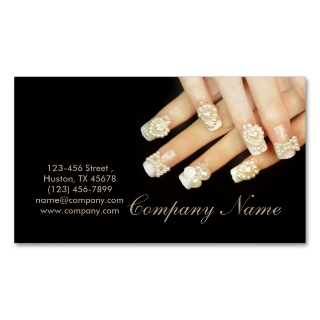 girly fashion beauty SPA nail artist nail salon Magnetic Business Card (Front)