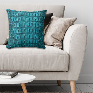 girly fashion turquoise blue Alligator Leather Cushion