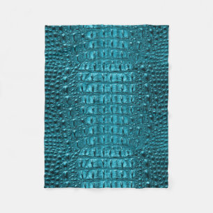girly fashion turquoise blue Alligator Leather Fleece Blanket