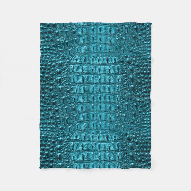 girly fashion turquoise blue Alligator Leather Fleece Blanket (Front)