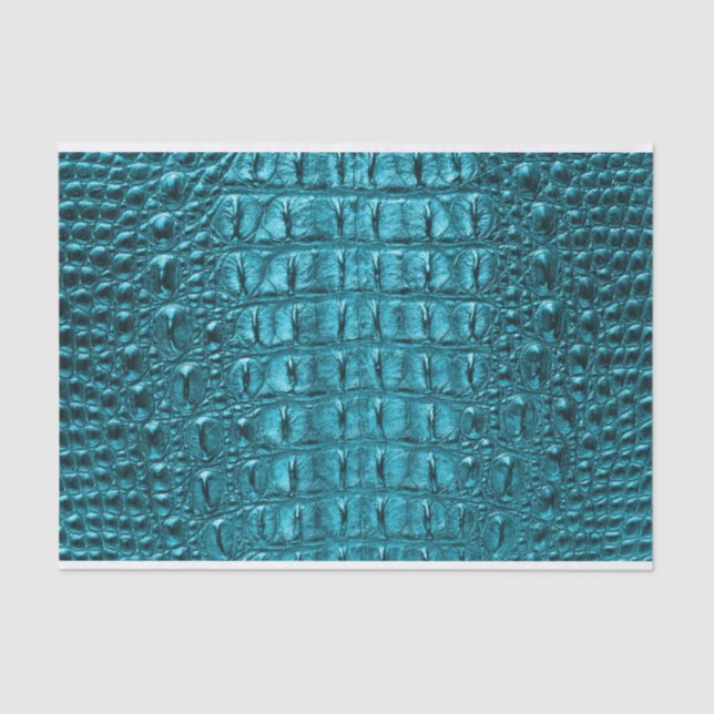 girly fashion turquoise blue Alligator Leather Tissue Paper (Front)