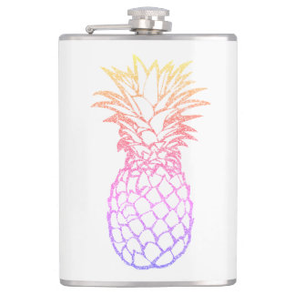 Girly Faux Glitter Pineapple White Flask 8oz