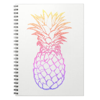 Girly Faux Glitter Pineapple White Spiral Notebook