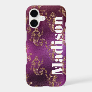 Girly Faux Glitter Purple and Gold Mermaid Pattern