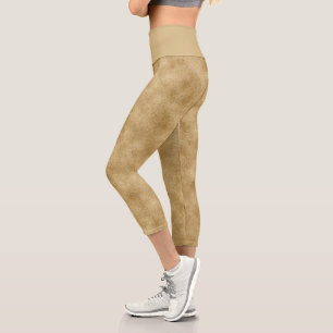 Girly Faux Gold Glitter Capri Leggings