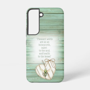 Girly Faux Green Wood Heart Watercolor Bee Faith Samsung Galaxy Case