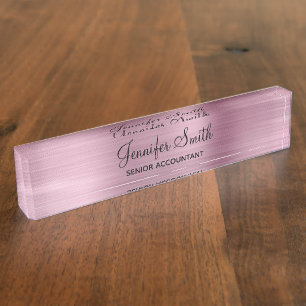 Girly Faux Light Pink Foil Nameplate