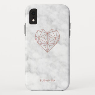 Girly Faux Rose Gold Geometric Heart   Marble Look Case-Mate iPhone Case