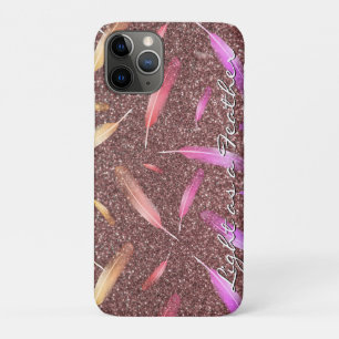 Girly Feathers Rose Gold Glitter Script Case-Mate iPhone Case