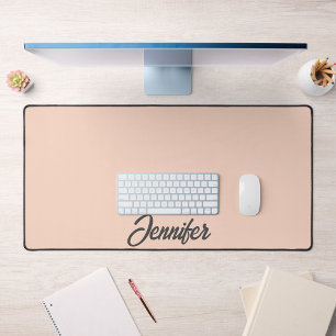 Girly Feminine Blush Pink Typography Script Name Desk Mat