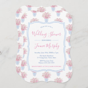 Girly Feminine Pink Floral Chintz Bridal Shower Invitation