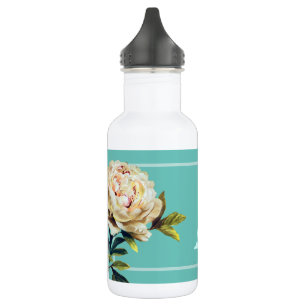 Girly floral and teal Personalised 532 Ml Water Bottle