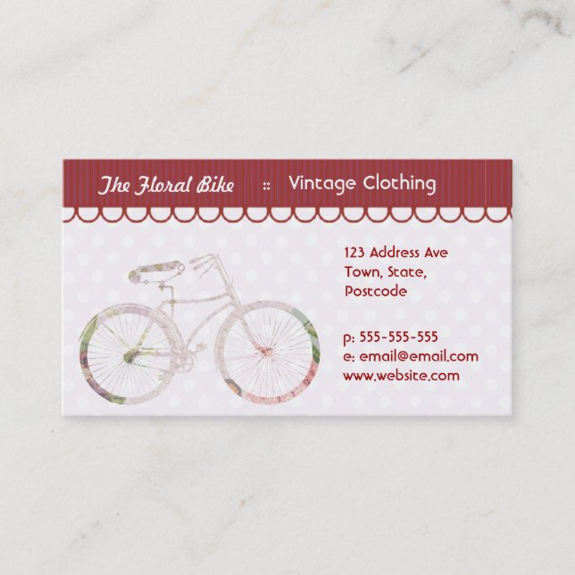 Girly Floral Bicycle Business Card (Front)