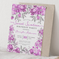 Girly Floral Bouquet Sweet 16 Birthday Pink 