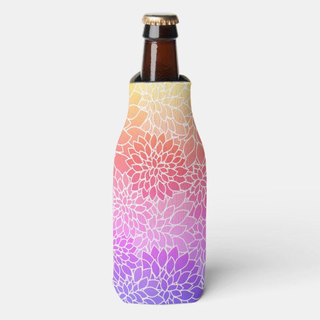 Girly Floral Design Custom Bottle Cooler (Bottle Front)