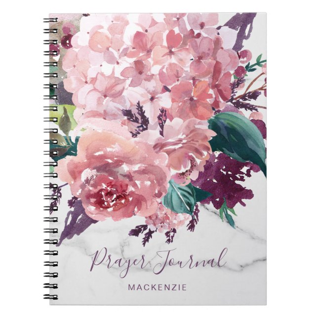 Girly Floral Marble Prayer Journal (Front)