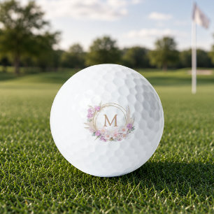 Girly Floral Monogram Golf Balls