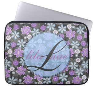 Girly Floral Monogramed 13" Mac Book/PC Laptop Sleeve