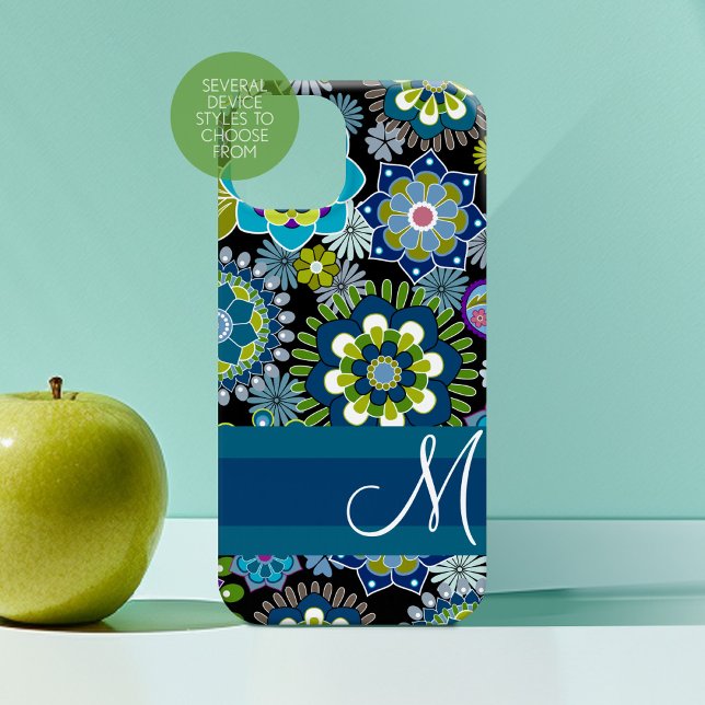 Girly Floral Pattern with Monogram Case-Mate iPhone Case (Personalized Phone Case with Custom Monogram)