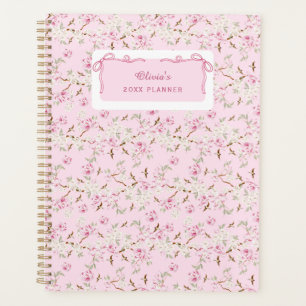 Girly Floral Pink Bow Coquette Custom 2026 Planner