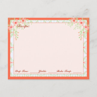 Girly Floral Recipe Stock Postcard