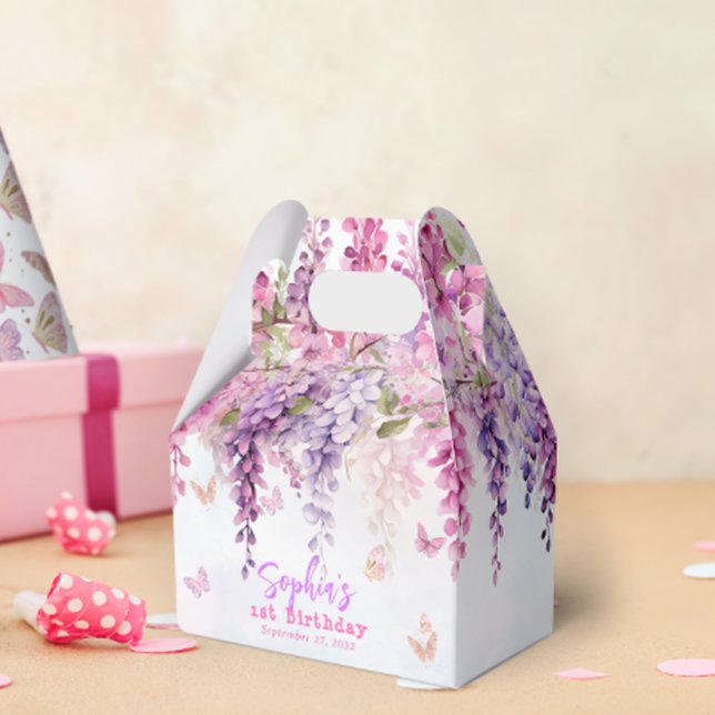 Girly Floral Wisteria Butterfly Kids Birthday Favour Box (Creator Uploaded)