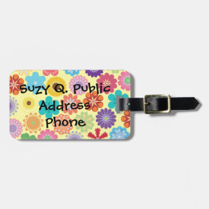 Girly Flower Power Colourful Floral Pattern Gifts Luggage Tag