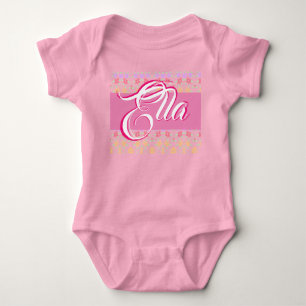Girly flowered design with name typography baby bodysuit